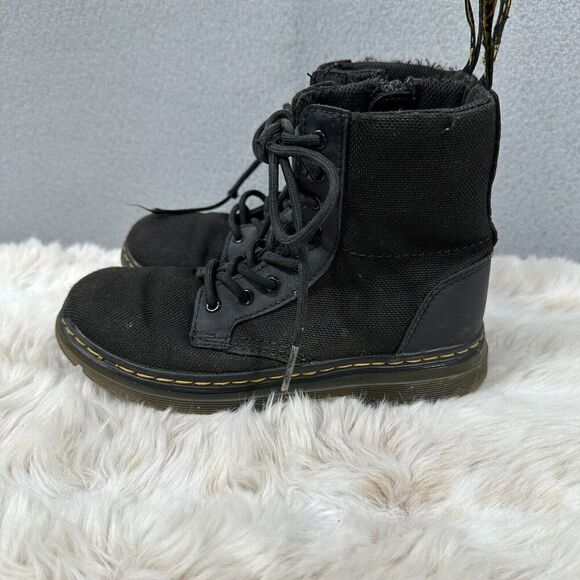 Dr. Martens Boots Kids 1 AirWair Junior Combs‎ Black Canvas Lace Up Side Zip - Picture 5 of 9